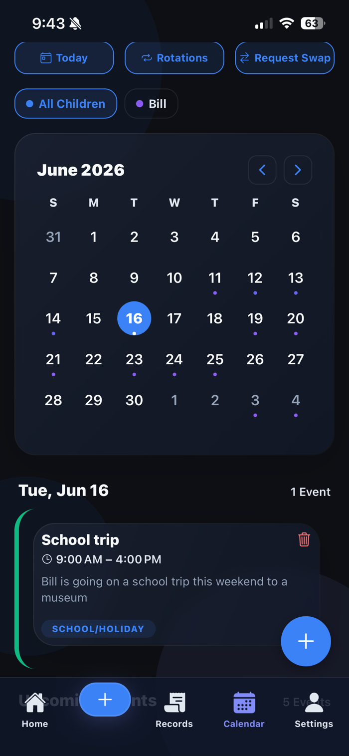 CoParent Connect Shared Custody Calendar