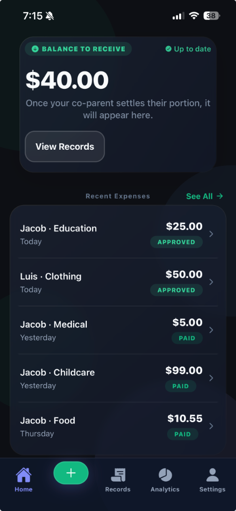 CoParent Connect Dashboard